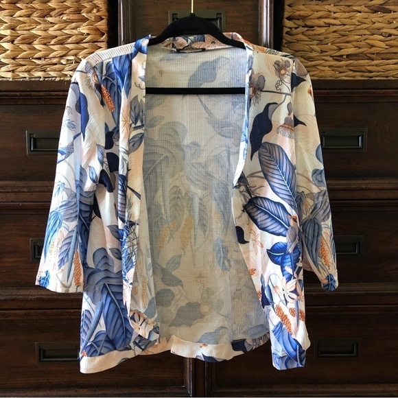 LoveU.Dear waffle knit bird print open front cardigan size L - Picture 1 of 10